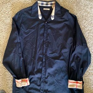 Burberry button up shirt with classic print.